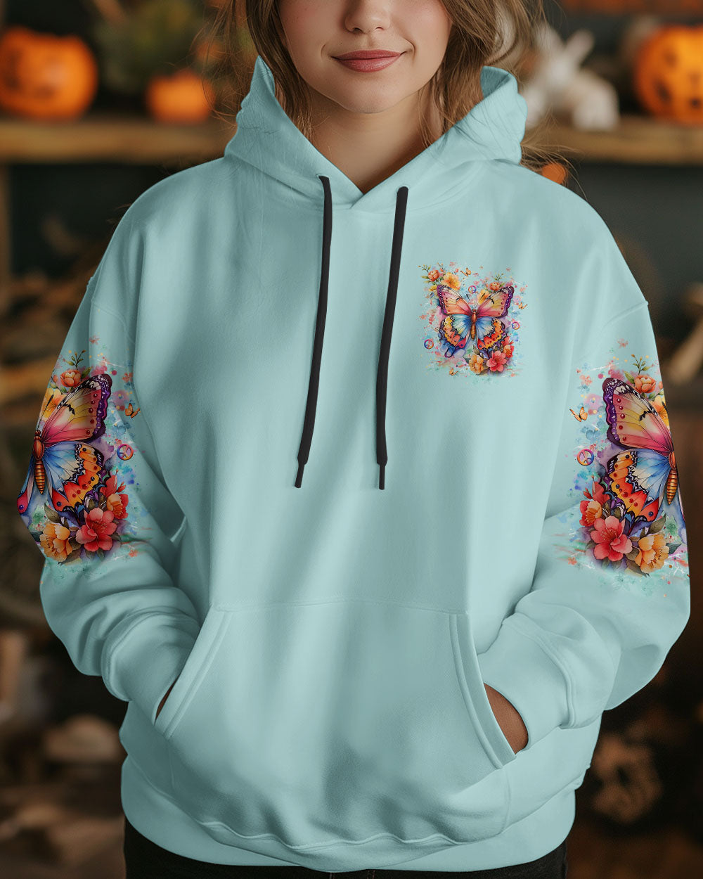 Just Breathe Everything Is Going to Be Okay Colorful Butterfly AOP Shirts _14_ O36x1