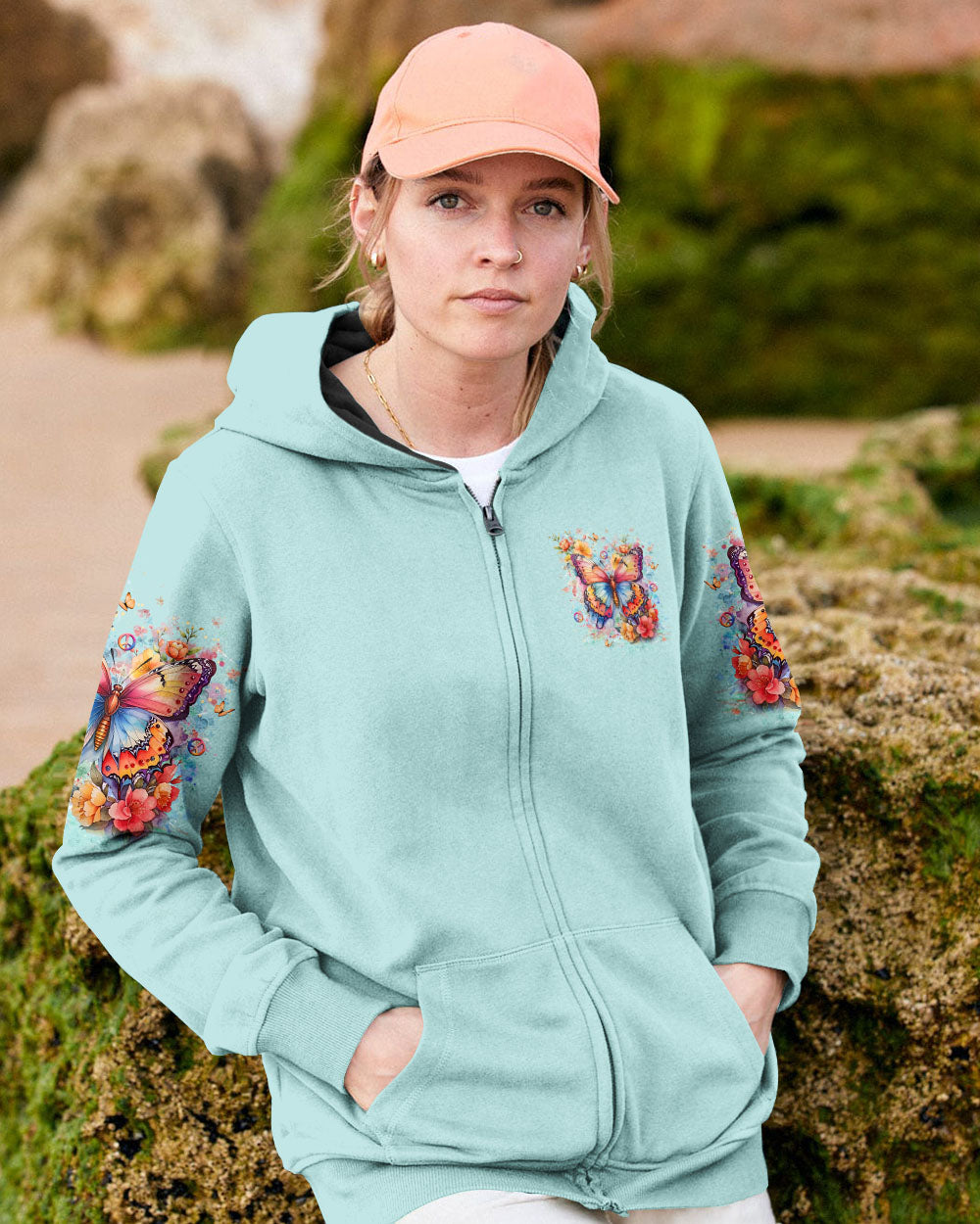 Just Breathe Everything Is Going to Be Okay Colorful Butterfly AOP Shirts _4_ I6dPU