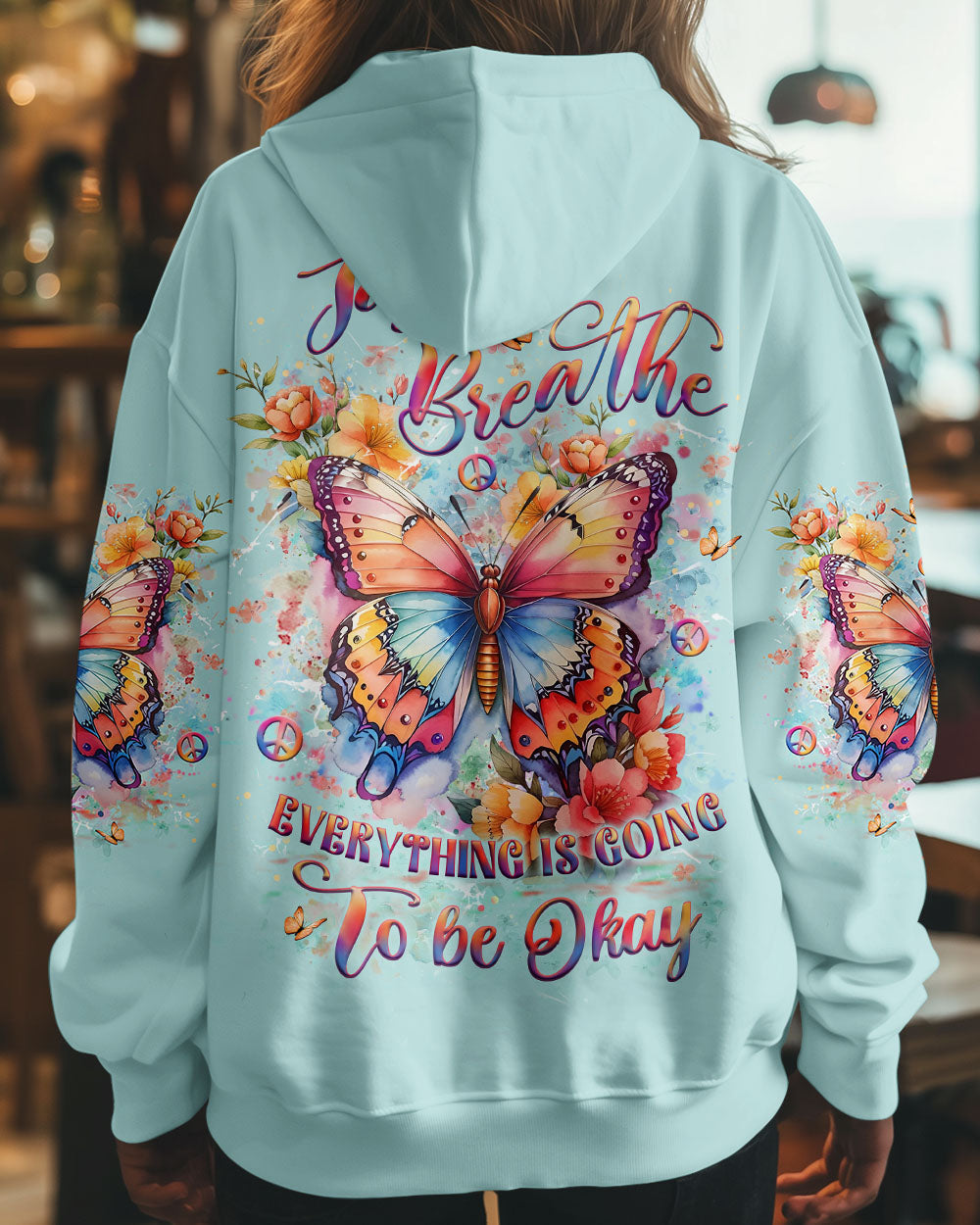 Just Breathe Everything Is Going to Be Okay Colorful Butterfly AOP Shirts _8_ bb1bl