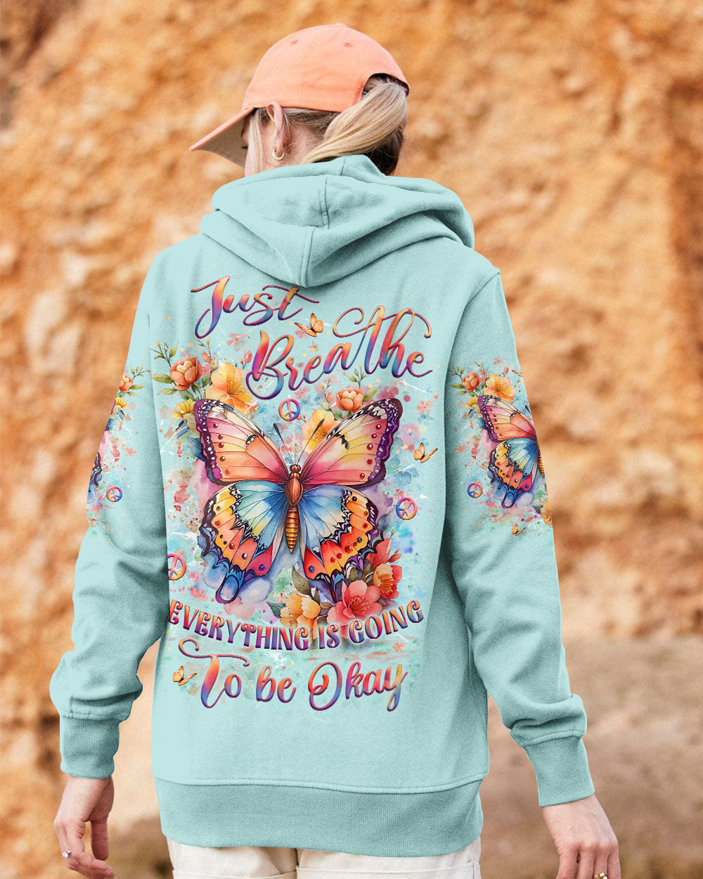Just Breathe Everything Is Going to Be Okay Colorful Butterfly AOP Shirts _9_ FJ6Ct