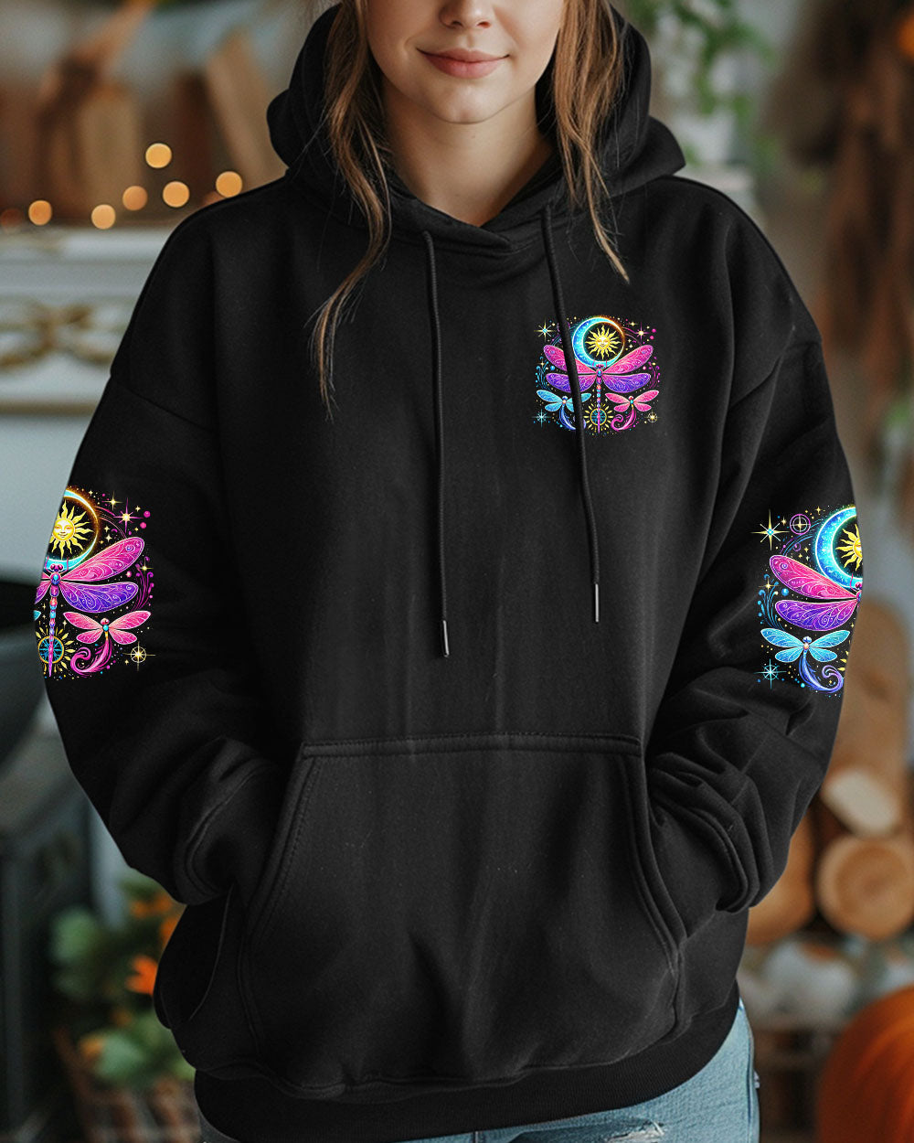 Just Breathe Everything Is Going to Be Okay Colorful Celestial Dragonfly AOP Shirts _6_ u3PPl