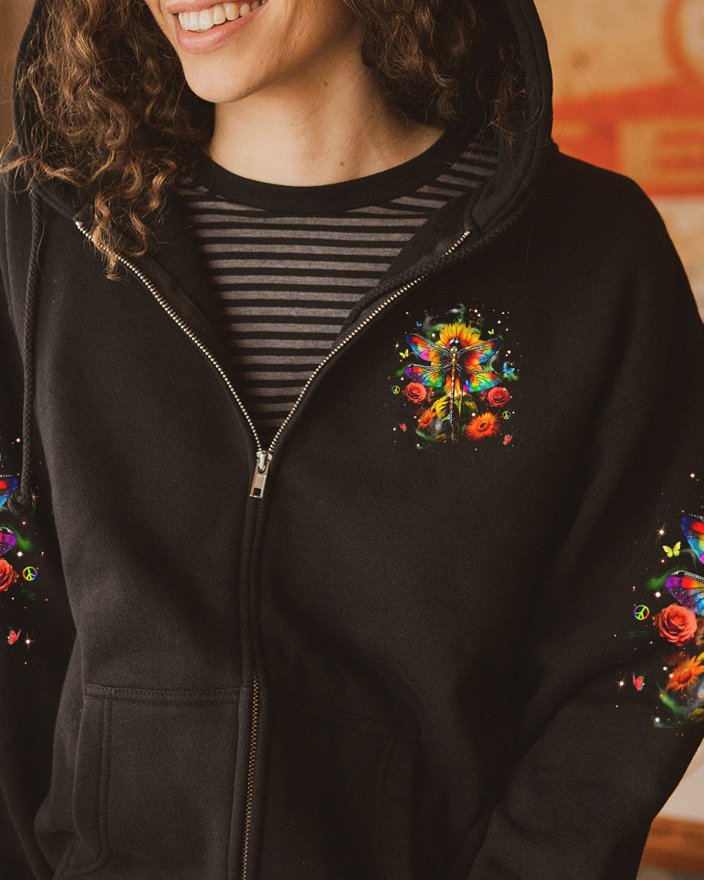 Just Breathe Everything Is Going to Be Okay Colorful Dragonfly Flower AOP Shirts _10_ EyOE7