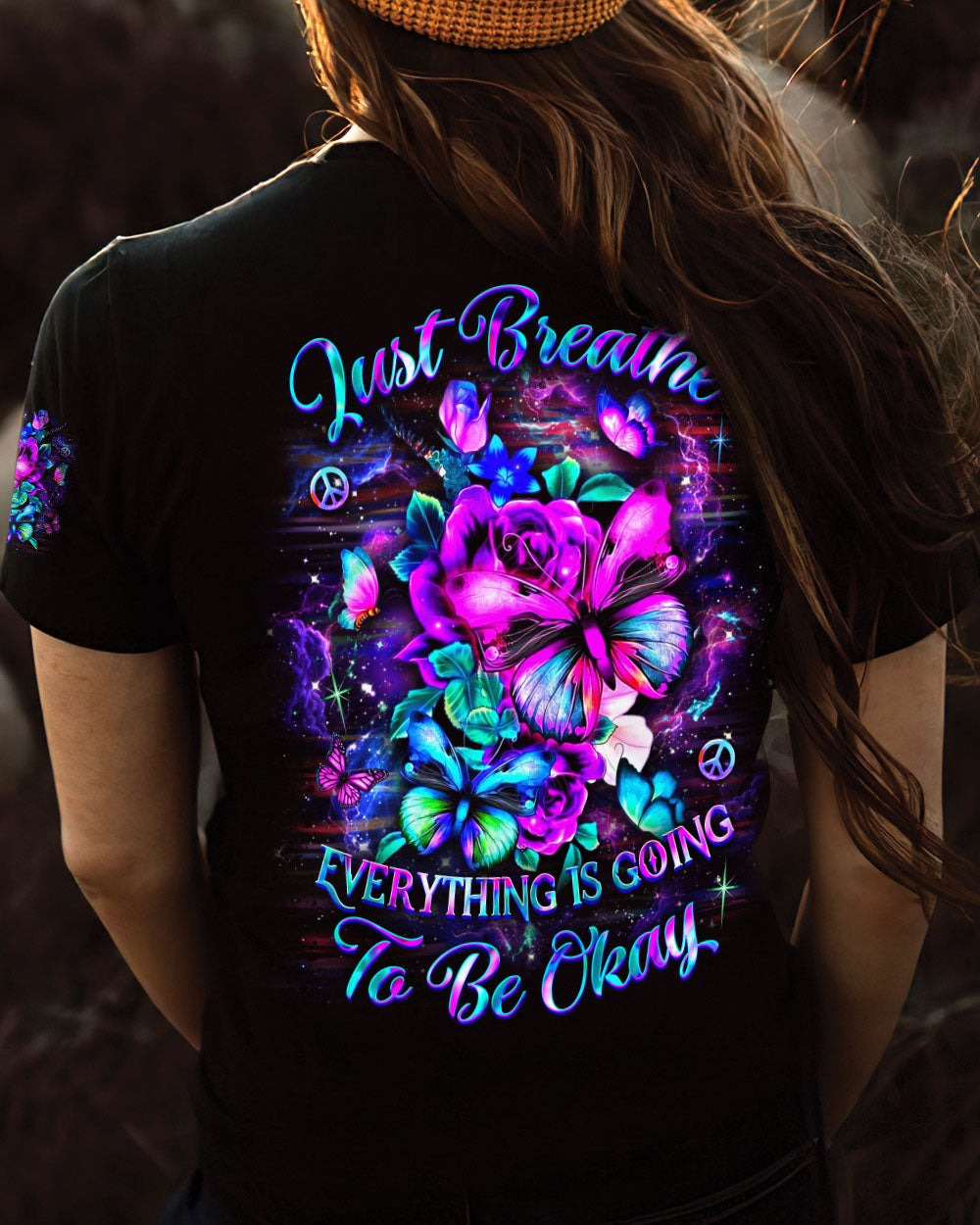 Just Breathe Everything Is Going to Be Okay Colorful Floral Butterfly AOP Shirts _6_ LPS64