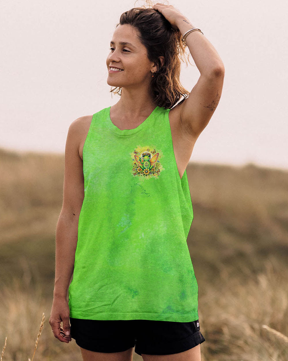 Just Breathe Everything Is Going to Be Okay Cute Frog Green Peaceful AOP Shirts _10_ mlDg4