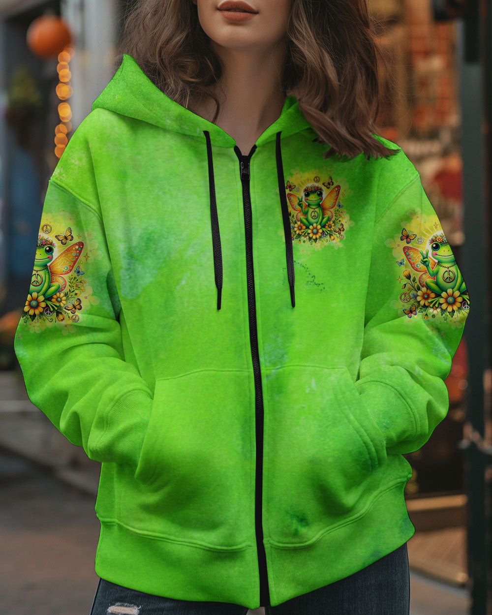 Just Breathe Everything Is Going to Be Okay Cute Frog Green Peaceful AOP Shirts _8_ bVQZP