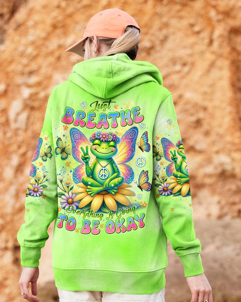 Just Breathe Everything Is Going to Be Okay Frog Meditating Peace AOP Shirts _13_ 8DBV2