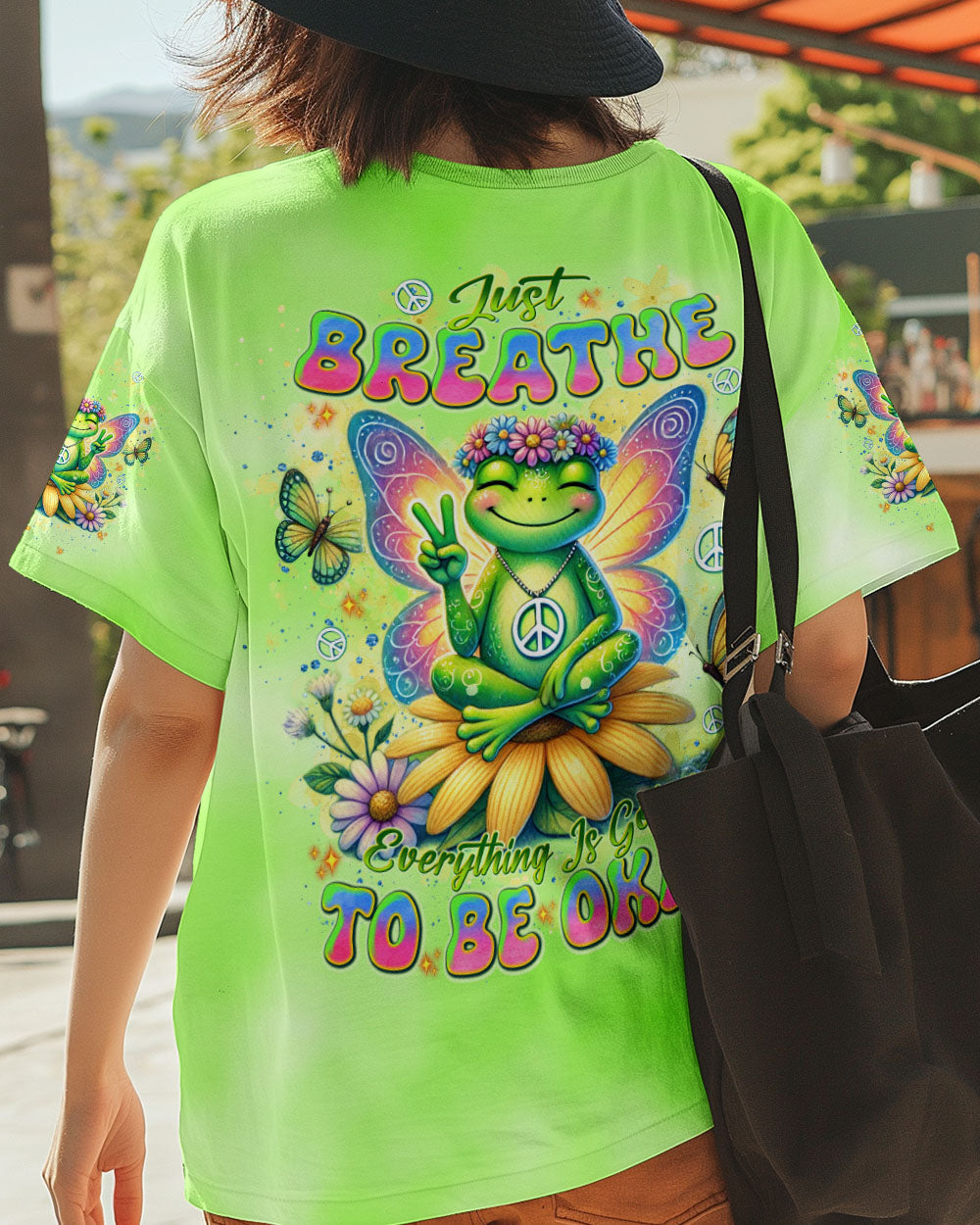 Just Breathe Everything Is Going to Be Okay Frog Meditating Peace AOP Shirts _3_ abuWo