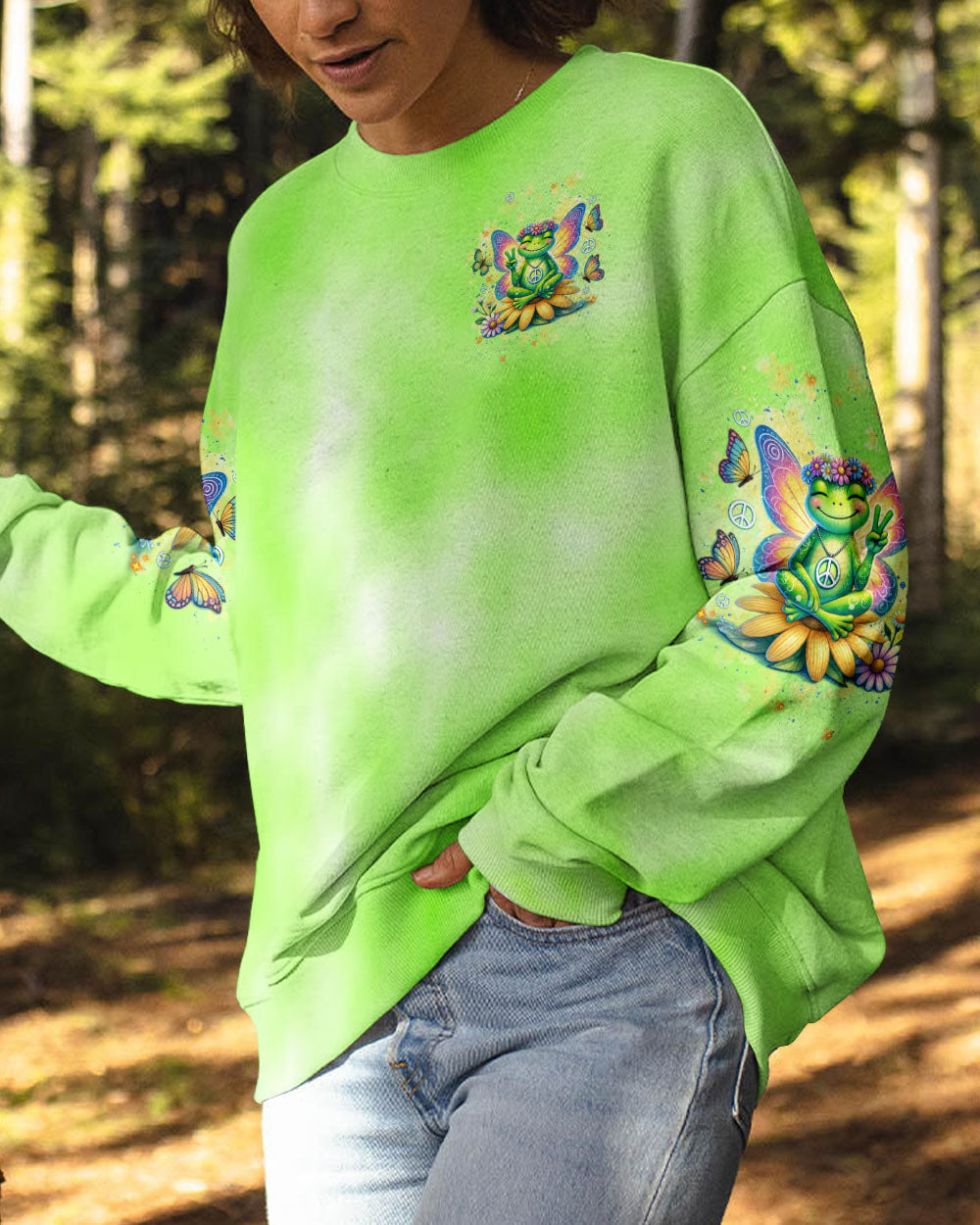 Just Breathe Everything Is Going to Be Okay Frog Meditating Peace AOP Shirts _6_ C0ldv