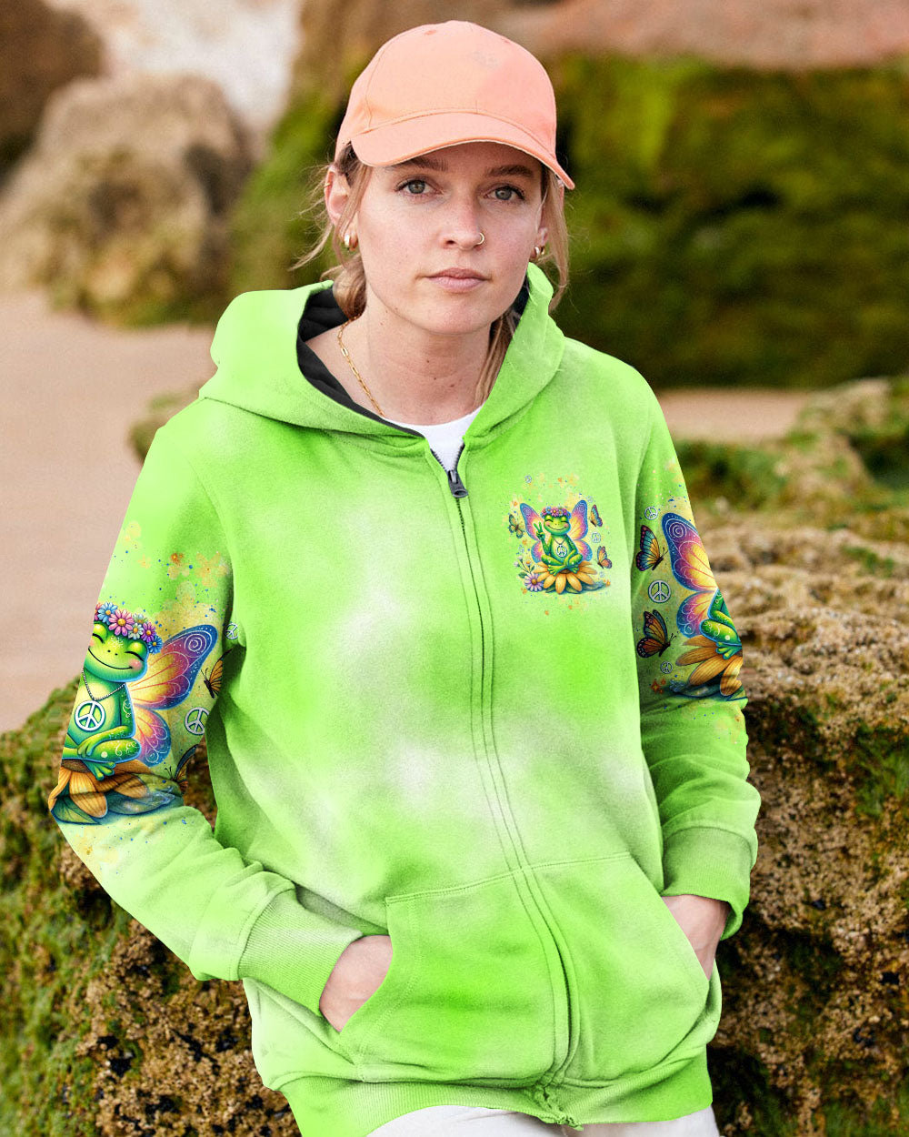 Just Breathe Everything Is Going to Be Okay Frog Meditating Peace AOP Shirts _8_ EMpBJ