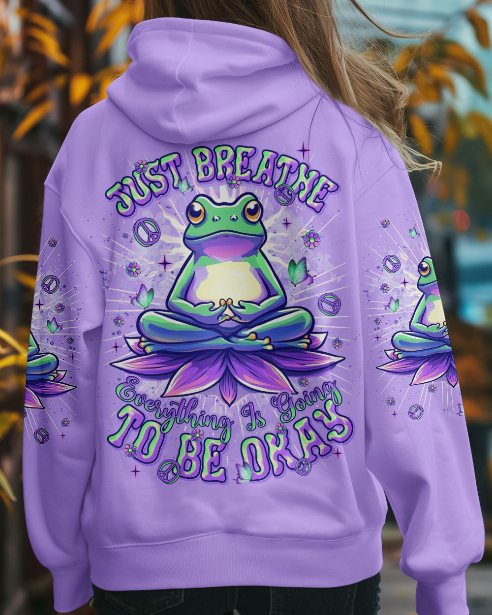 Just Breathe Everything Is Going to Be Okay Frog Mindful Yoga AOP Shirts _10_ fhb9Q