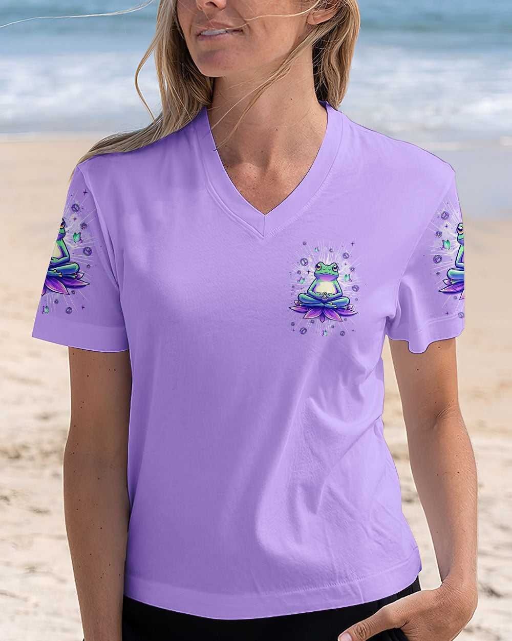 Just Breathe Everything Is Going to Be Okay Frog Mindful Yoga AOP Shirts _14_ BZ3r6