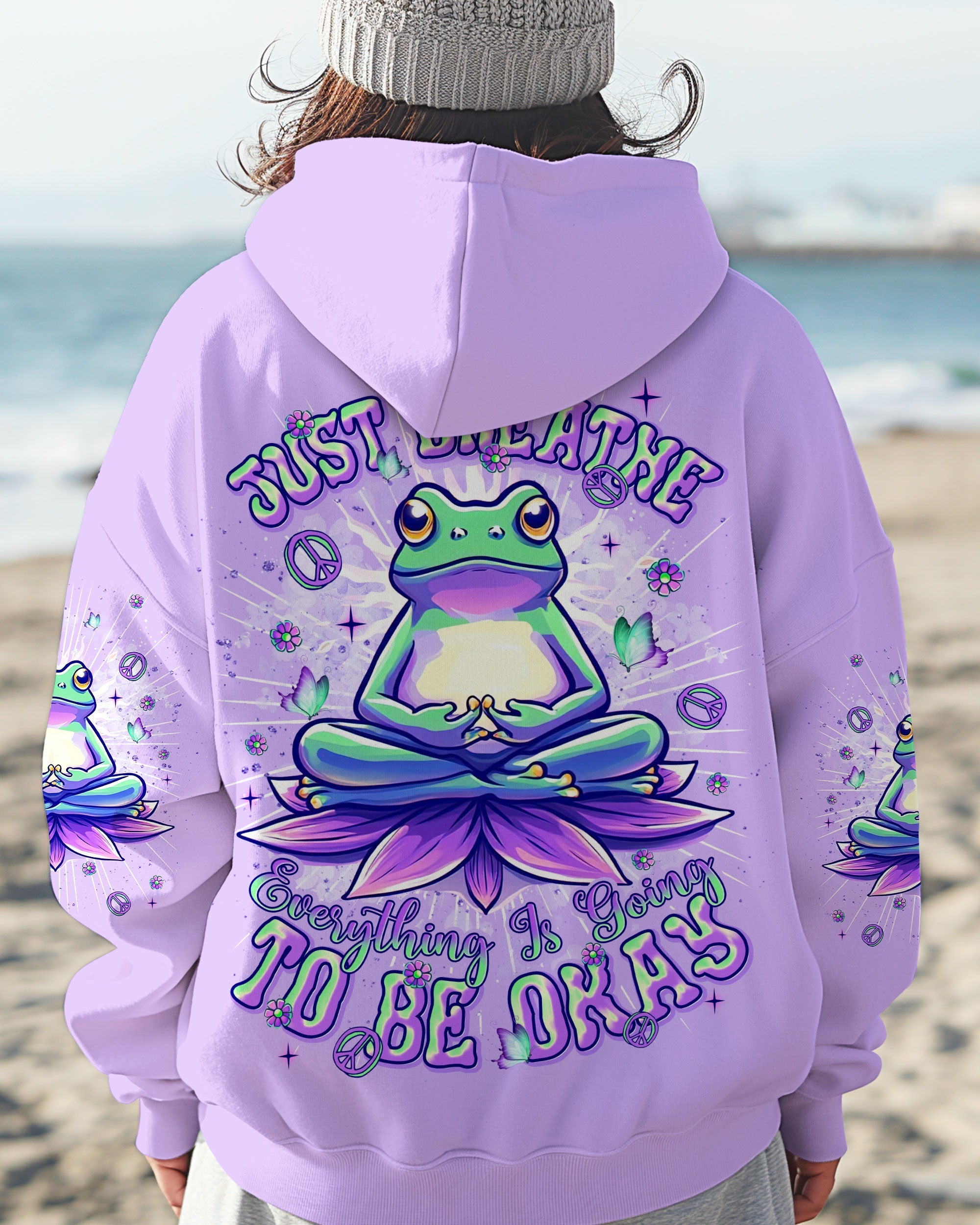 Just Breathe Everything Is Going to Be Okay Frog Mindful Yoga AOP Shirts _3_ 2iSoY