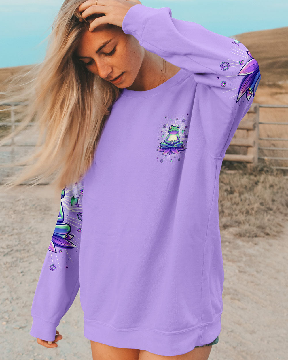 Just Breathe Everything Is Going to Be Okay Frog Mindful Yoga AOP Shirts _4_ vYcmq