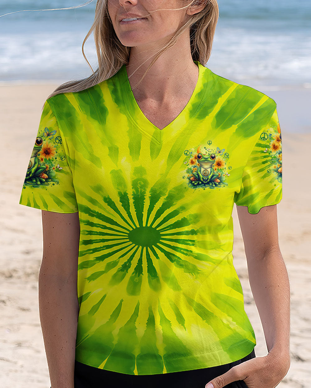 Just Breathe Everything Is Going to Be Okay Green Frog Tie Dye AOP Shirts _2_ Lp0Qk