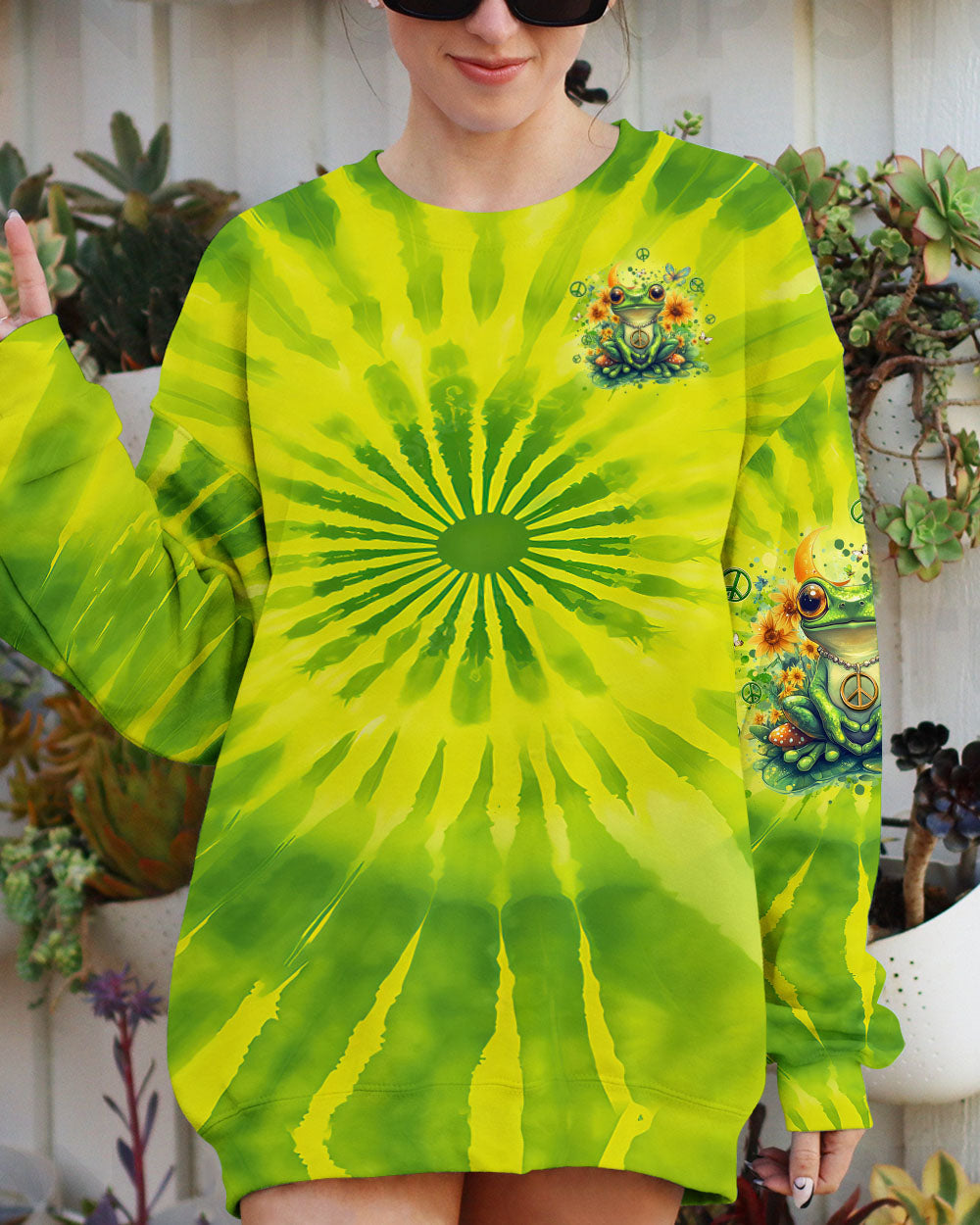 Just Breathe Everything Is Going to Be Okay Green Frog Tie Dye AOP Shirts _6_ buJnv