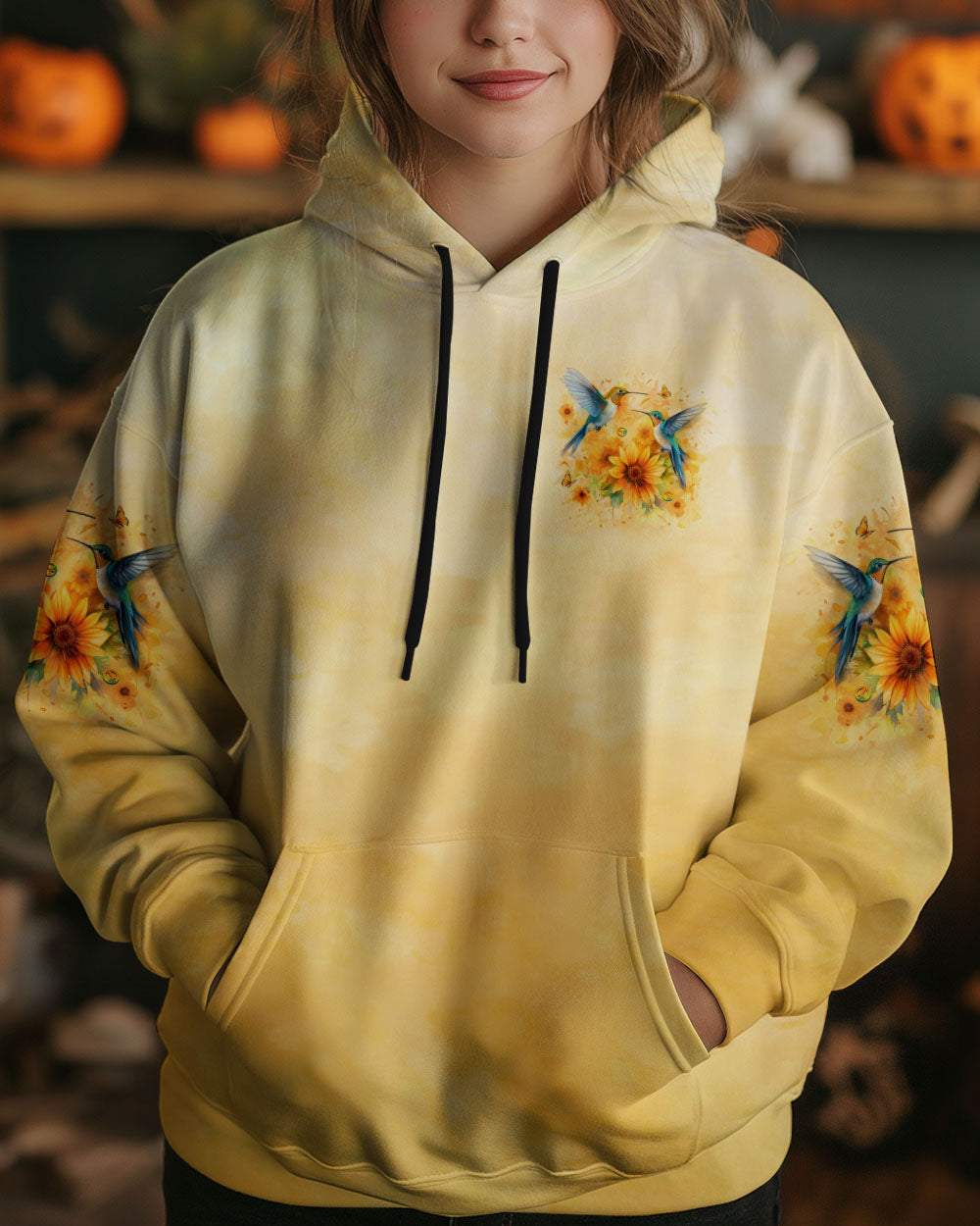 Just Breathe Everything Is Going to Be Okay Hummingbird and Floral AOP Shirts _8_ LOQKF