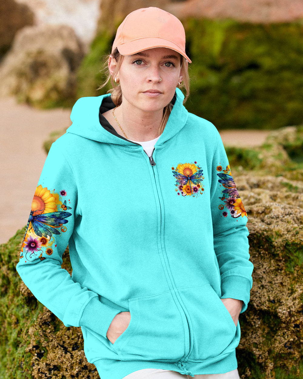 Just Breathe Everything Is Going to Be Okay Inspirational Sunflower and Dragonfly AOP Shirts _11_ sFmRG