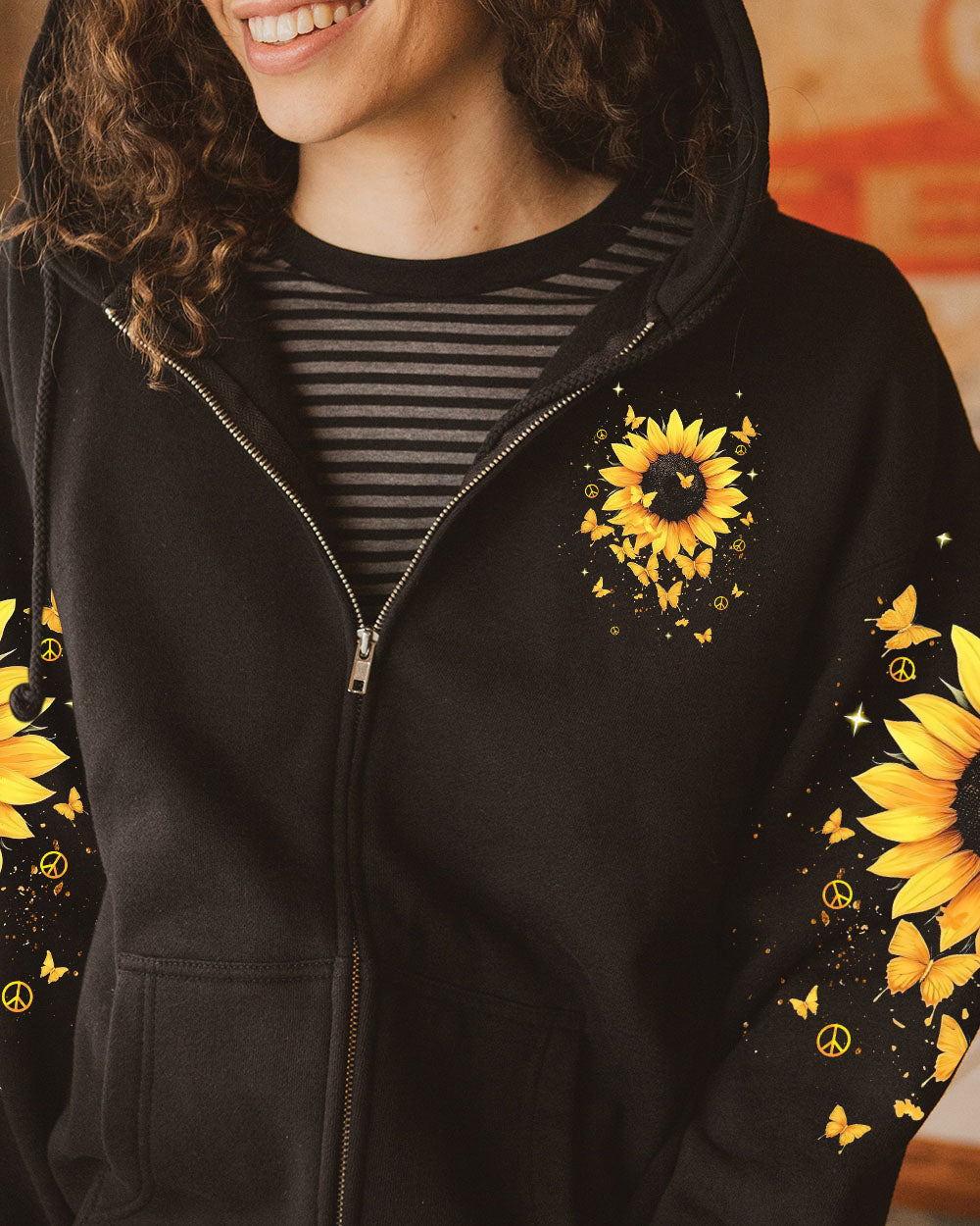 Just Breathe Everything Is Going to Be Okay Inspirational Sunflower with Butterflies AOP Shirts _10_ gA8Ng