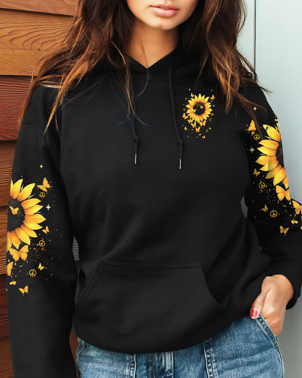 Just Breathe Everything Is Going to Be Okay Inspirational Sunflower with Butterflies AOP Shirts _6_ TLxvz