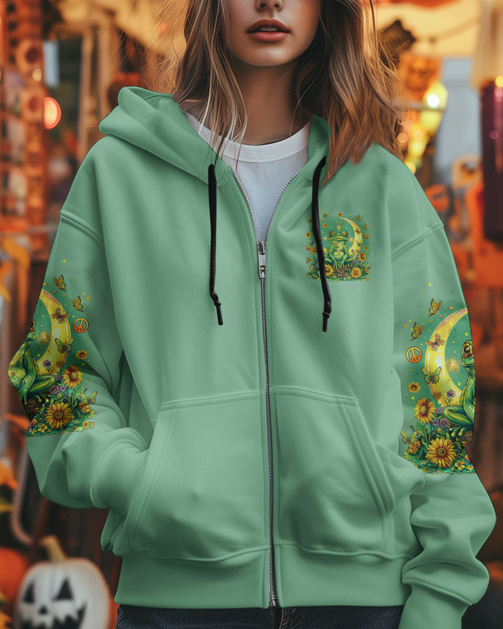 Just Breathe Everything Is Going to Be Okay Mindful Frog Sunflower Moon AOP Shirts _4_ nexgV