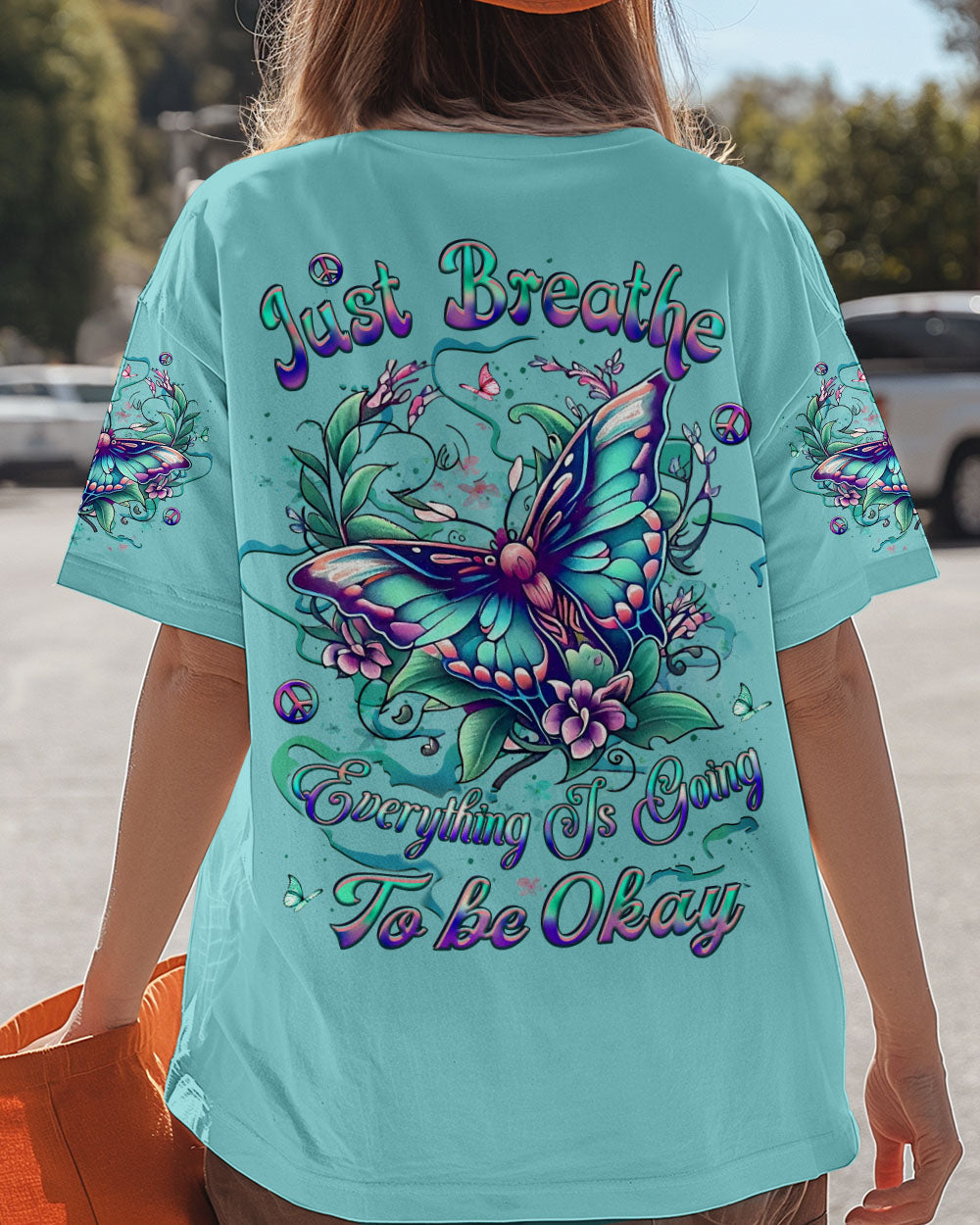 Just Breathe Everything Is Going to Be Okay Motivational Butterfly Quote AOP Shirts _13_ WeCPg