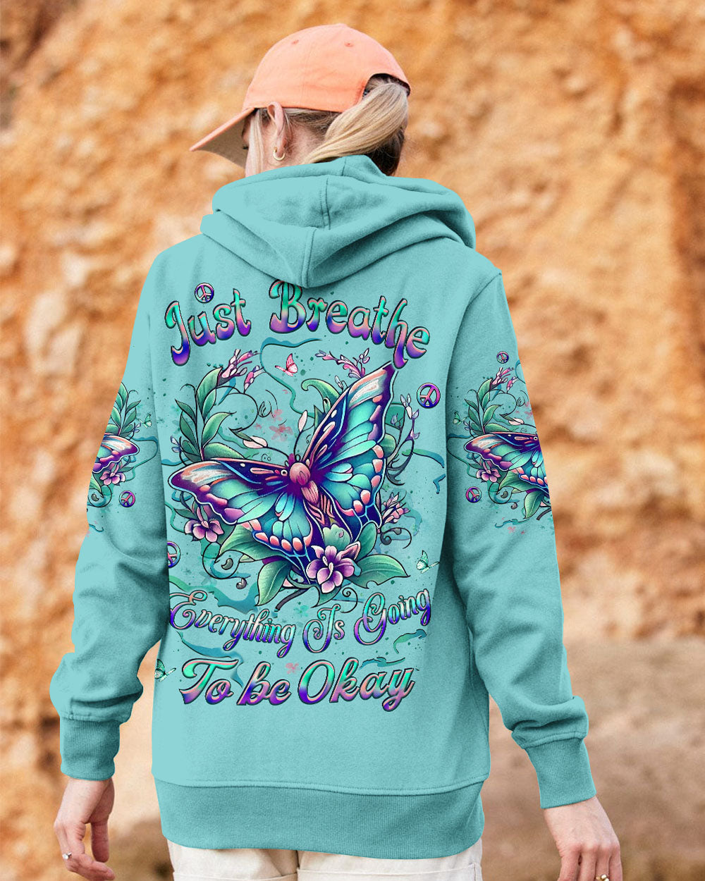 Just Breathe Everything Is Going to Be Okay Motivational Butterfly Quote AOP Shirts _9_ oiWy2