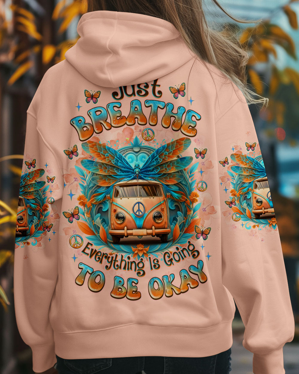 Just Breathe Everything Is Going to Be Okay Peace Van and Butterflies AOP Shirts _8_ PmaUi