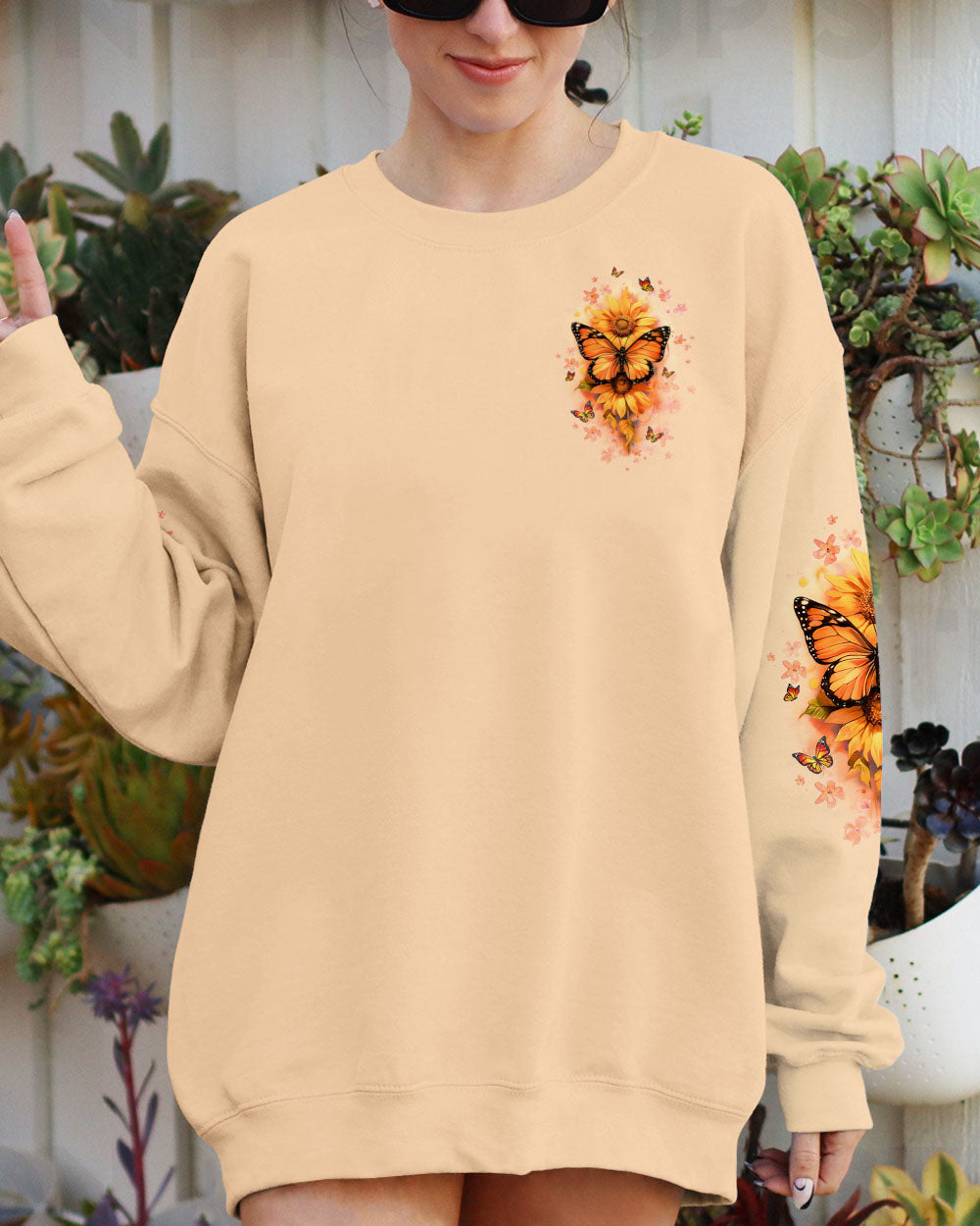 Just Breathe Everything Is Going to Be Okay Sunflower Butterfly AOP Shirts _2_ CZidF