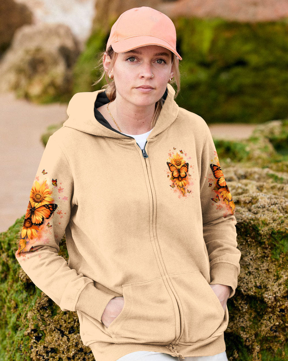 Just Breathe Everything Is Going to Be Okay Sunflower Butterfly AOP Shirts _4_ 0AD9k