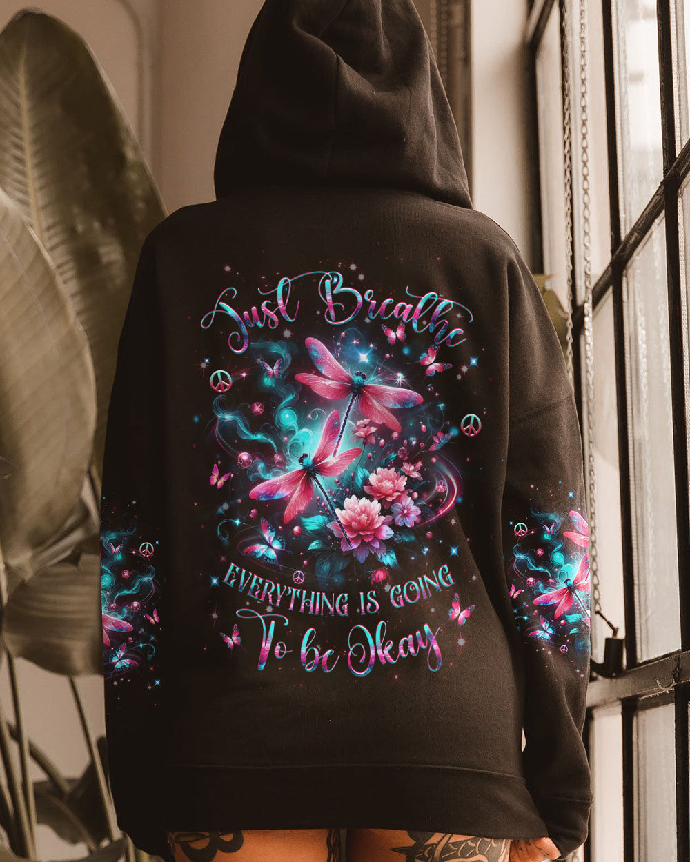 Just Breathe Everything Is Going to Be Okay Tee Inspirational Dragonfly Peaceful Quote AOP Shirts _2_ 2FmX3
