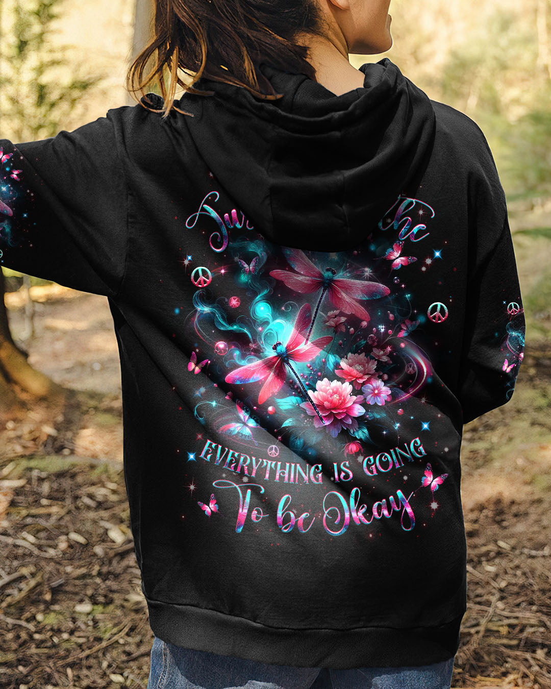Just Breathe Everything Is Going to Be Okay Tee Inspirational Dragonfly Peaceful Quote AOP Shirts _8_ YVu87