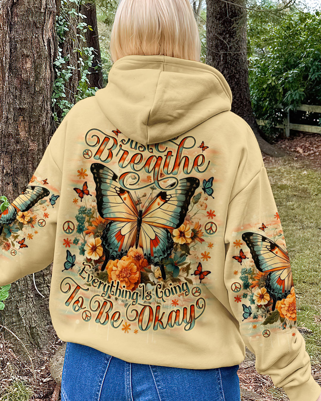 Just Breathe Everything Is Going to Be Okay Vintage Butterfly and Floral AOP Shirts _7_ OB4gF
