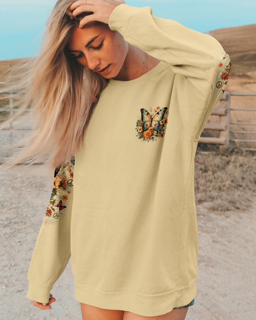 Just Breathe Everything Is Going to Be Okay Vintage Butterfly and Floral AOP Shirts _8_ EfLRL