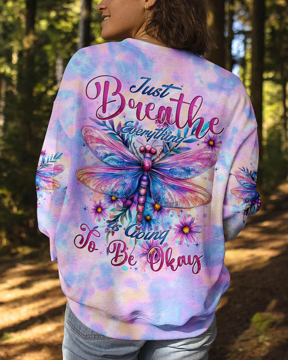 Just Breathe Everything Will Be Okay Dragonfly Tie Dye Inspirational AOP Shirts _1_ 1BIVF