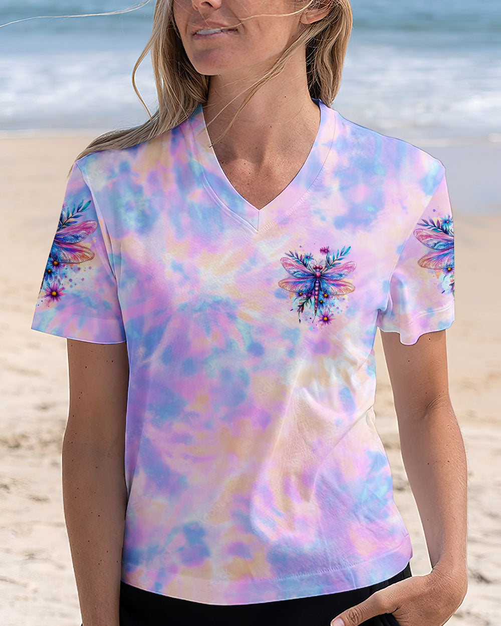 Just Breathe Everything Will Be Okay Dragonfly Tie Dye Inspirational AOP Shirts _4_ qcpra