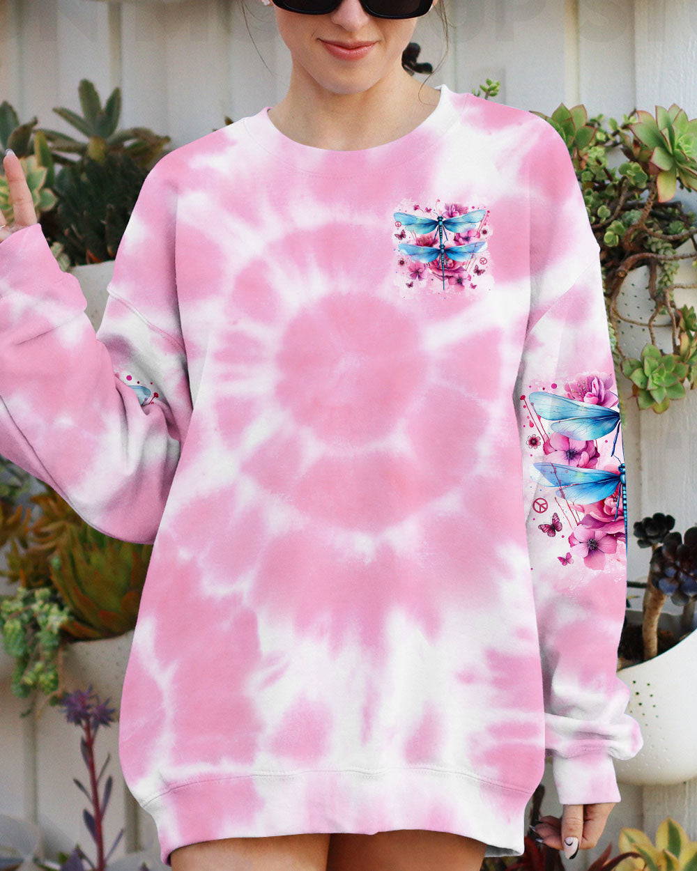 Just Breathe Everything Will Be Okay Tie Dye Dragonfly Graphic for Women AOP Shirts _6_ Qcf6B