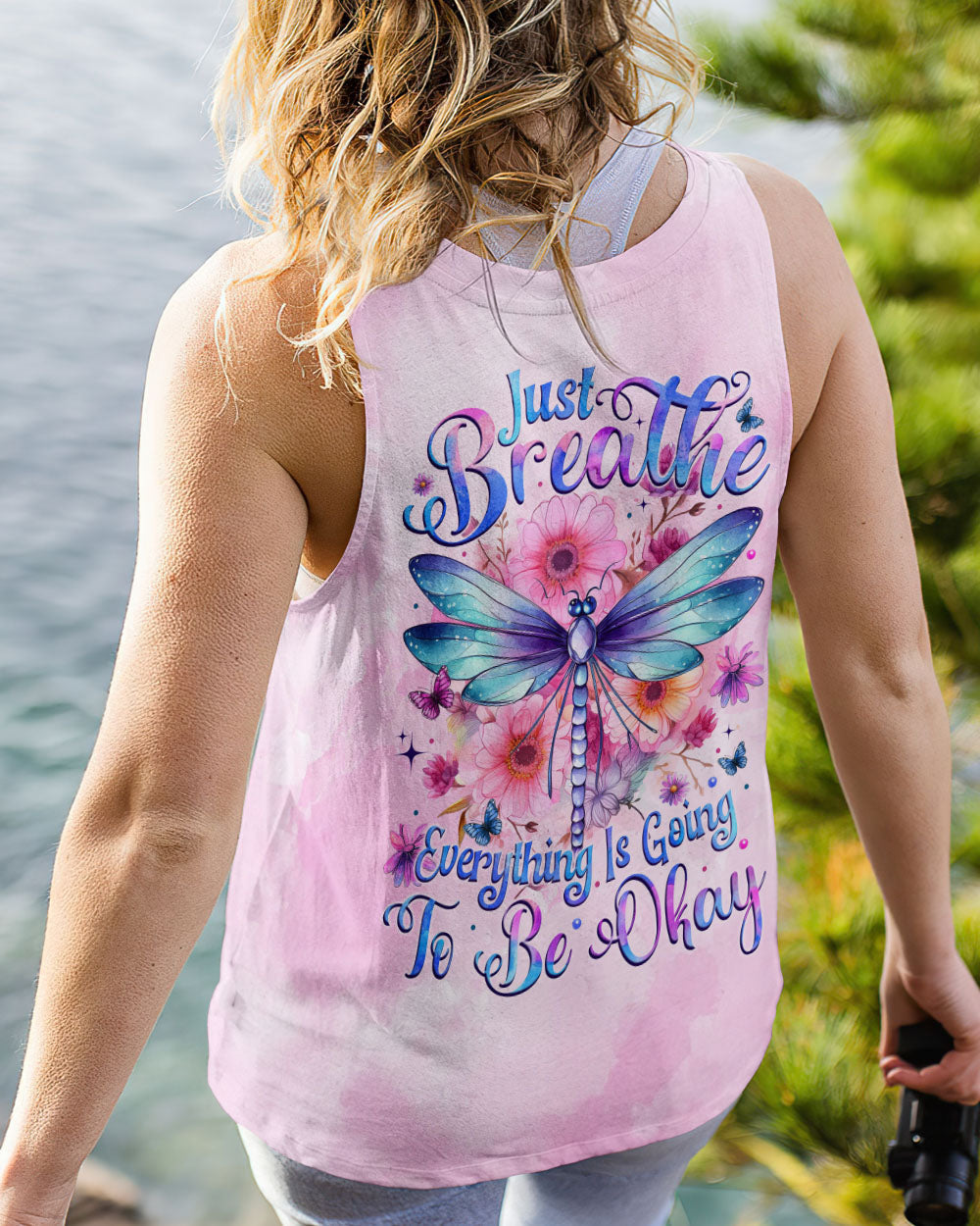 Just Breathe Everything Will Be Okay Tie Dye Dragonfly Inspirational AOP Shirts _11_ xUe4R