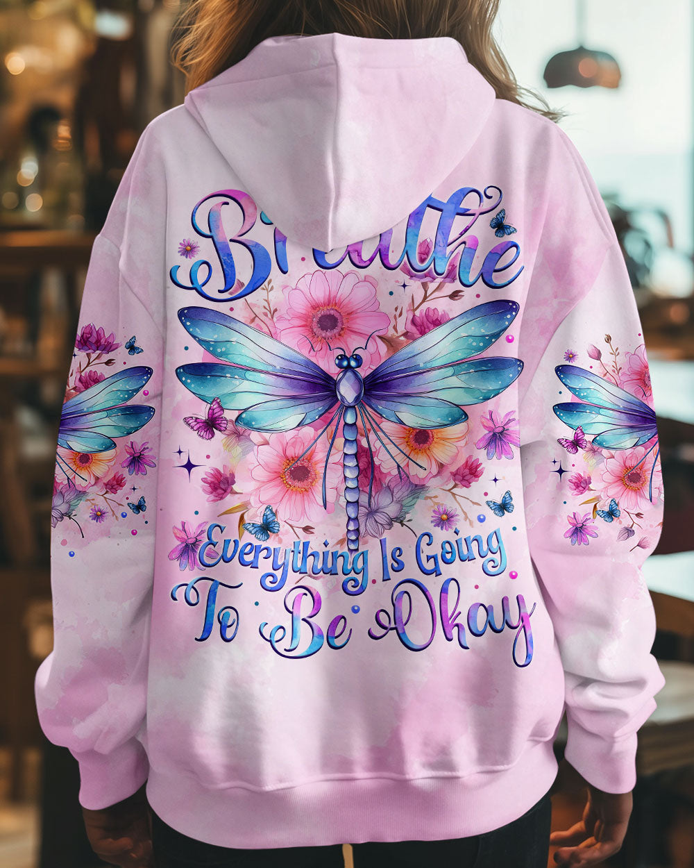 Just Breathe Everything Will Be Okay Tie Dye Dragonfly Inspirational AOP Shirts _12_ jRn7V