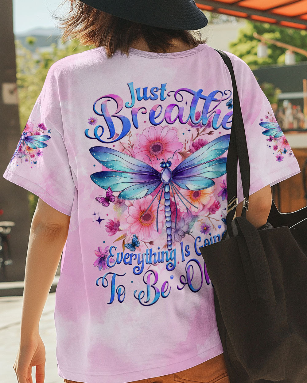 Just Breathe Everything Will Be Okay Tie Dye Dragonfly Inspirational AOP Shirts _3_ nQnVZ