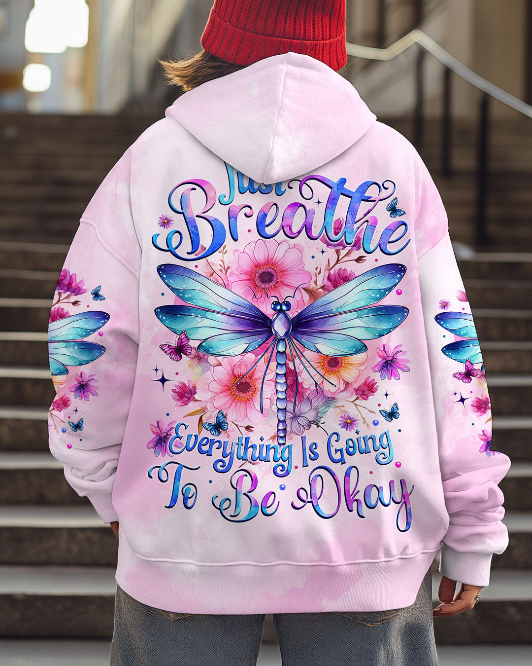 Just Breathe Everything Will Be Okay Tie Dye Dragonfly Inspirational AOP Shirts _5_ SITlz