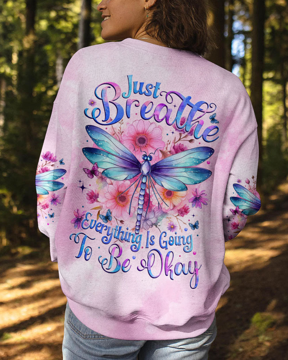 Just Breathe Everything Will Be Okay Tie Dye Dragonfly Inspirational AOP Shirts _7_ Qu8iU