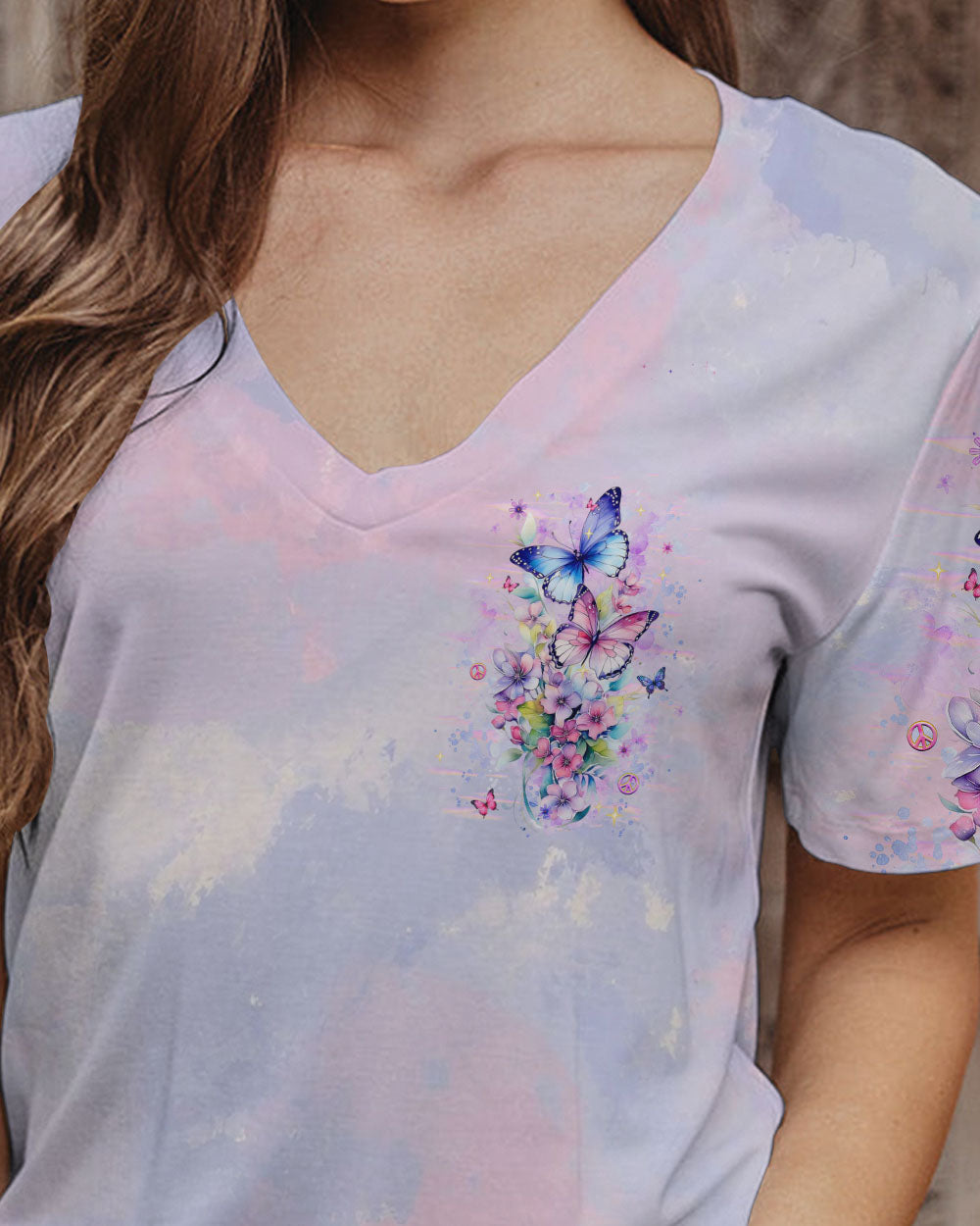 Just Breathe Everything is Going to Be Okay Butterflies and Flowers AOP Shirts _11_ jH4DS