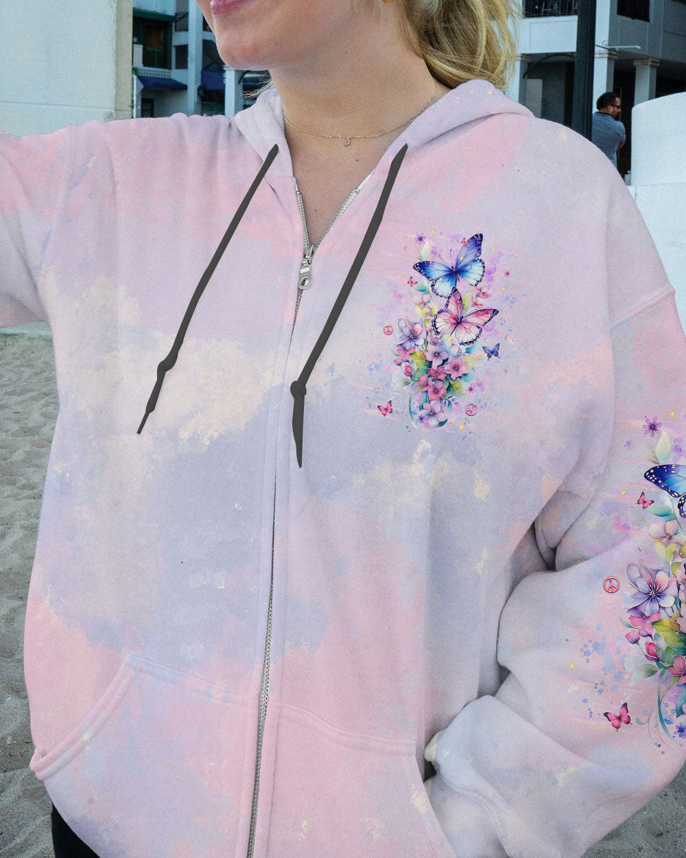 Just Breathe Everything is Going to Be Okay Butterflies and Flowers AOP Shirts _4_ JRkGh