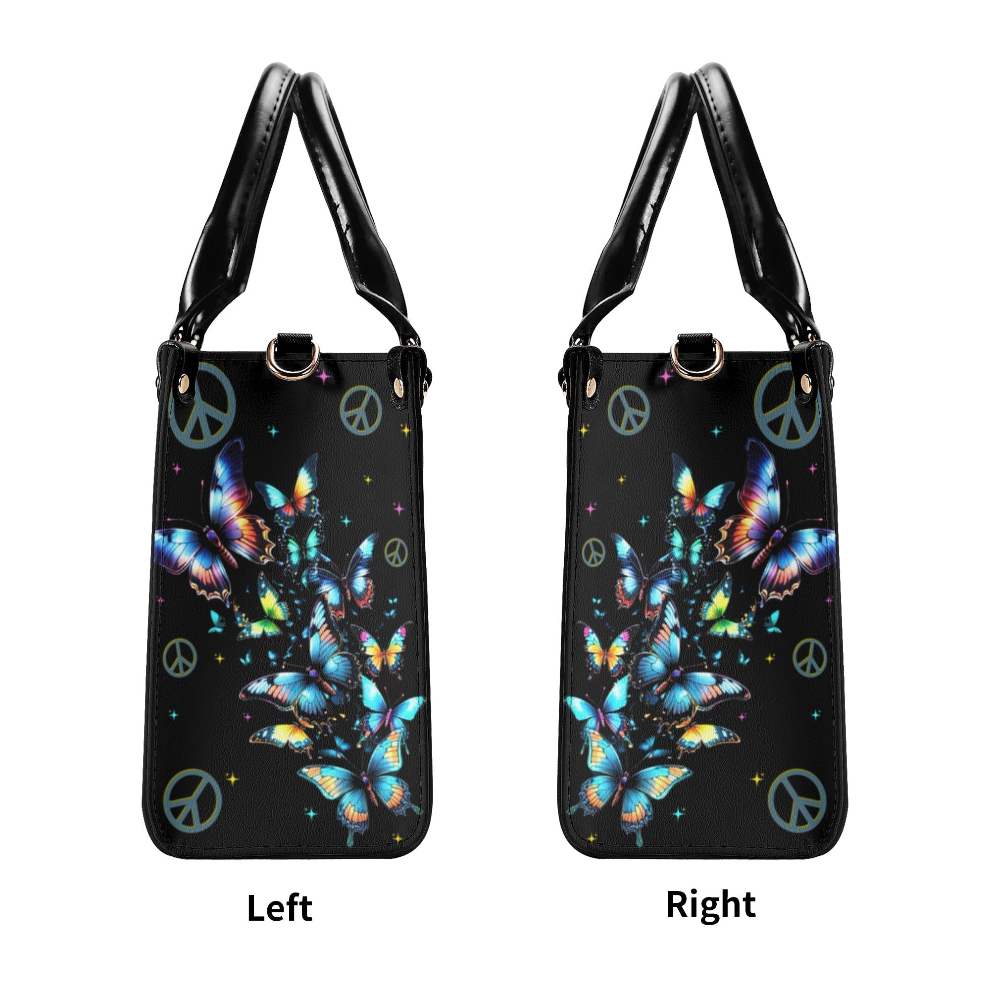 Just Breathe Everything is Going to Be Okay Butterfly and Peace Sign Hippie Leather Bag _4_ 4xmsc
