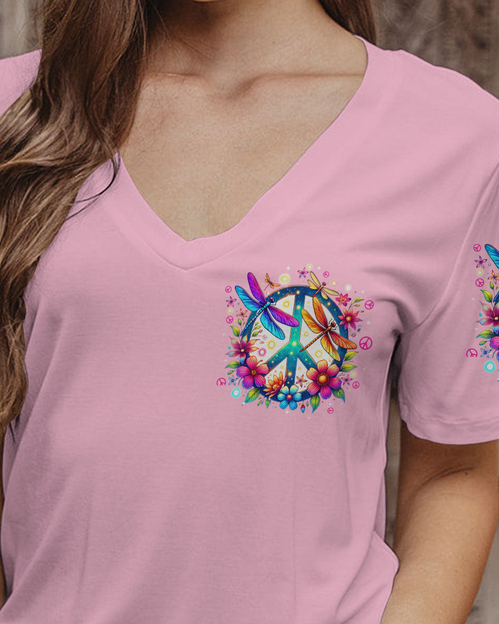 Just Breathe Everything is Going to Be Okay Colorful Dragonfly and Flower Graphic AOP Shirts _2_ rZDx0