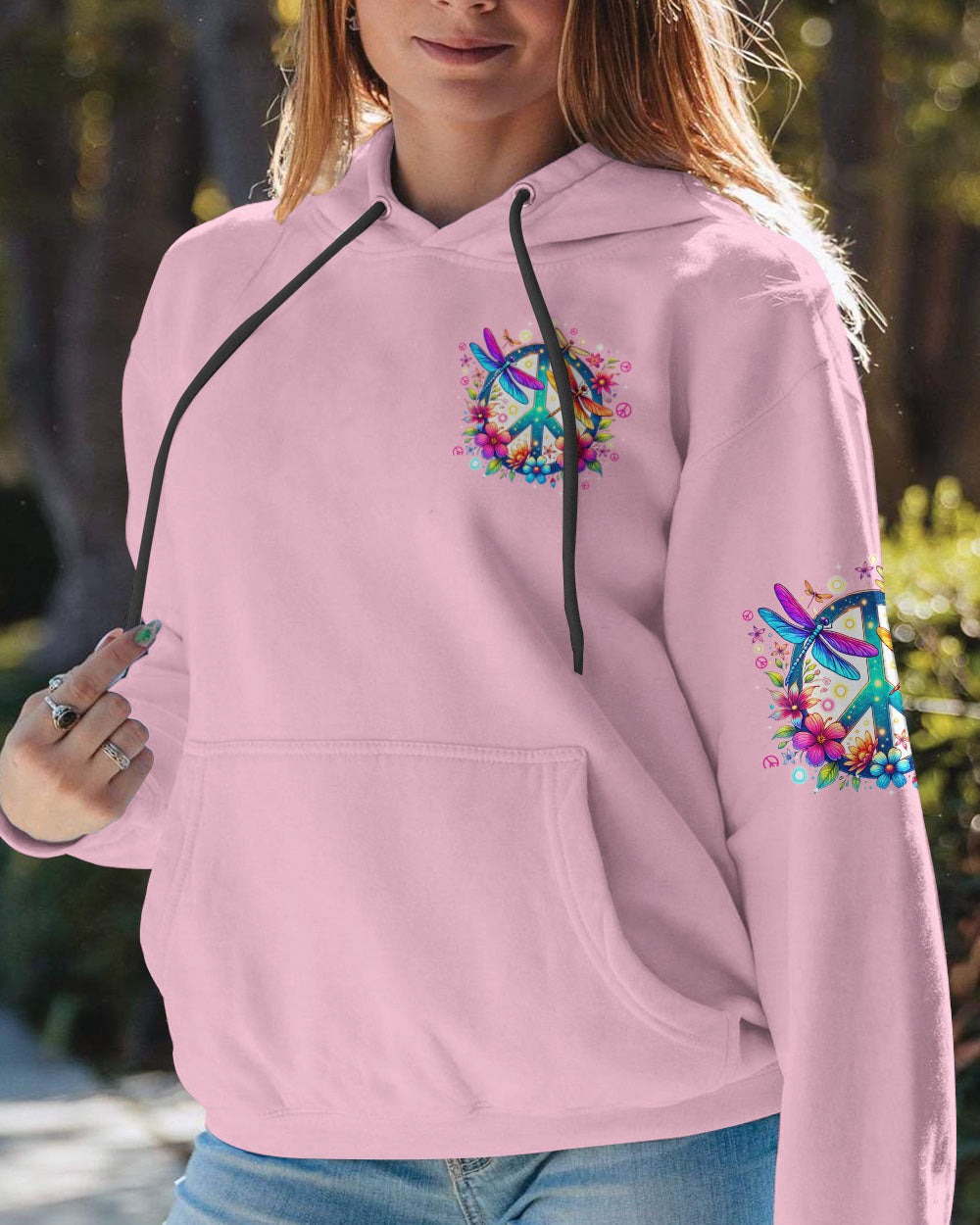 Just Breathe Everything is Going to Be Okay Colorful Dragonfly and Flower Graphic AOP Shirts _4_ OvWu3