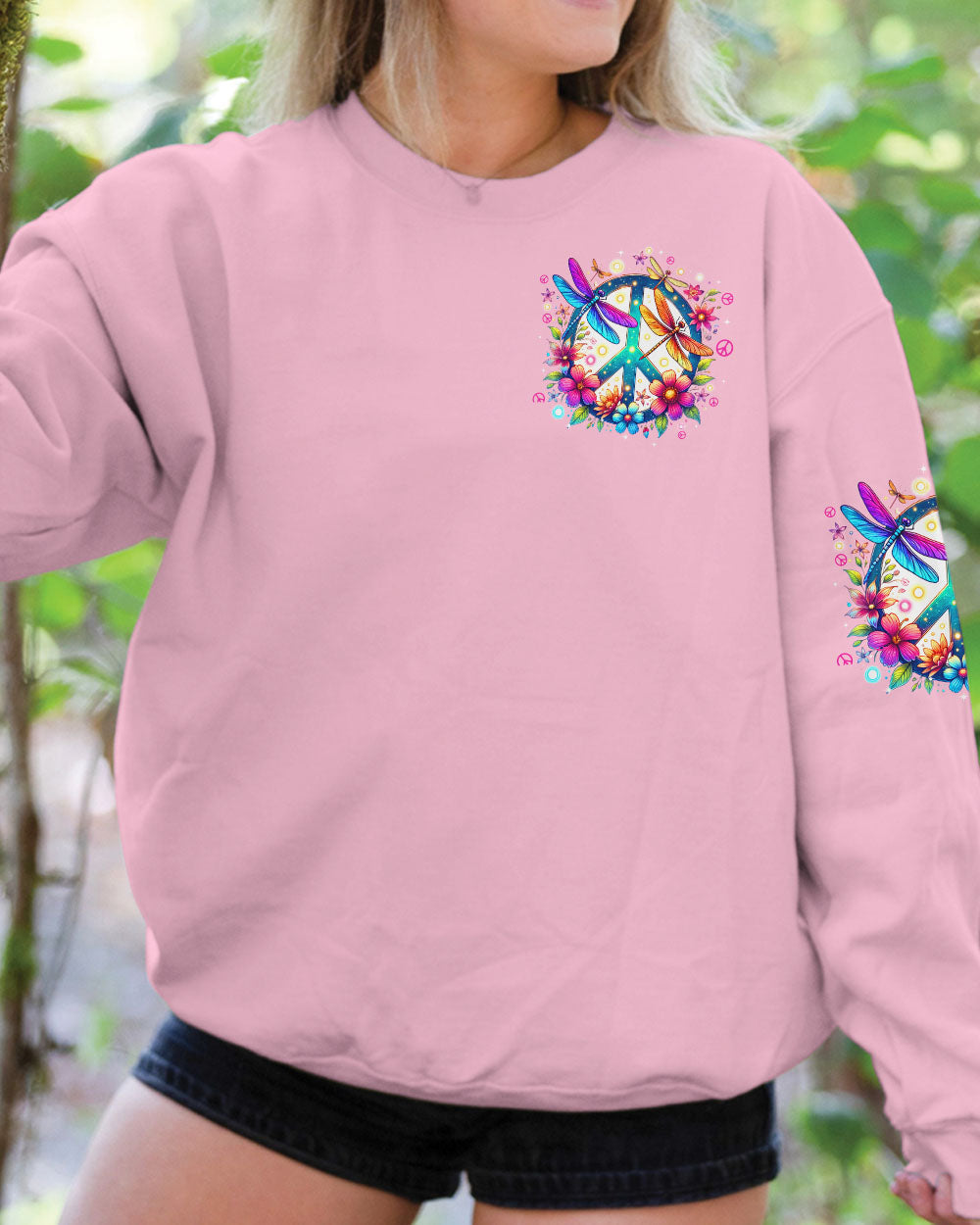 Just Breathe Everything is Going to Be Okay Colorful Dragonfly and Flower Graphic AOP Shirts _6_ HafAq