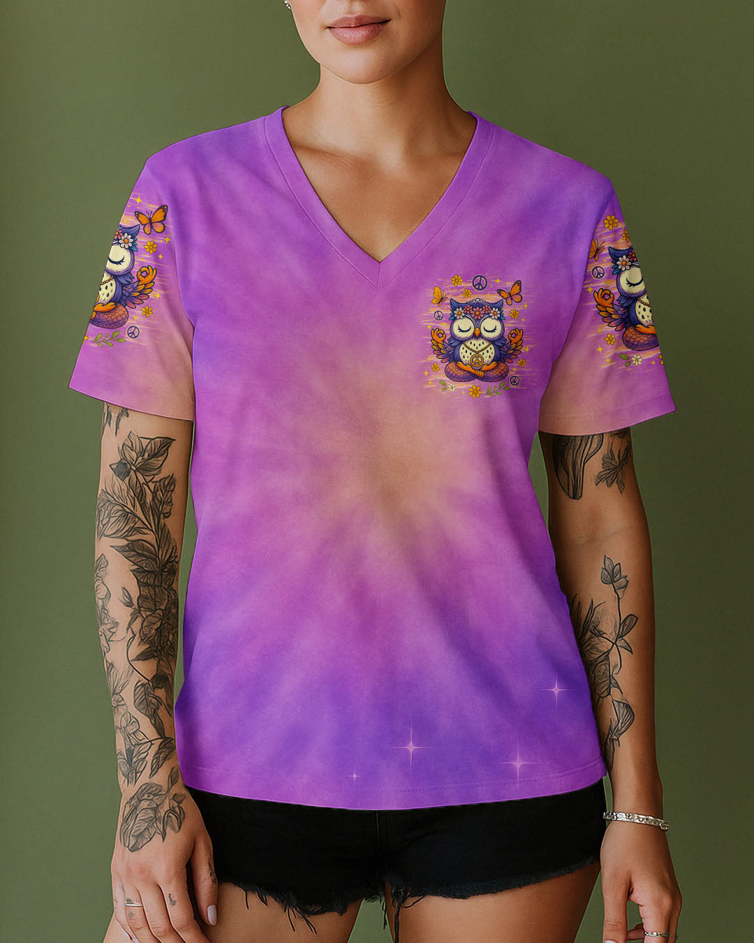 Just Breathe Everything is Going to Be Okay Cute Owl Peaceful Design AOp Shirts _2_ s7ZzP