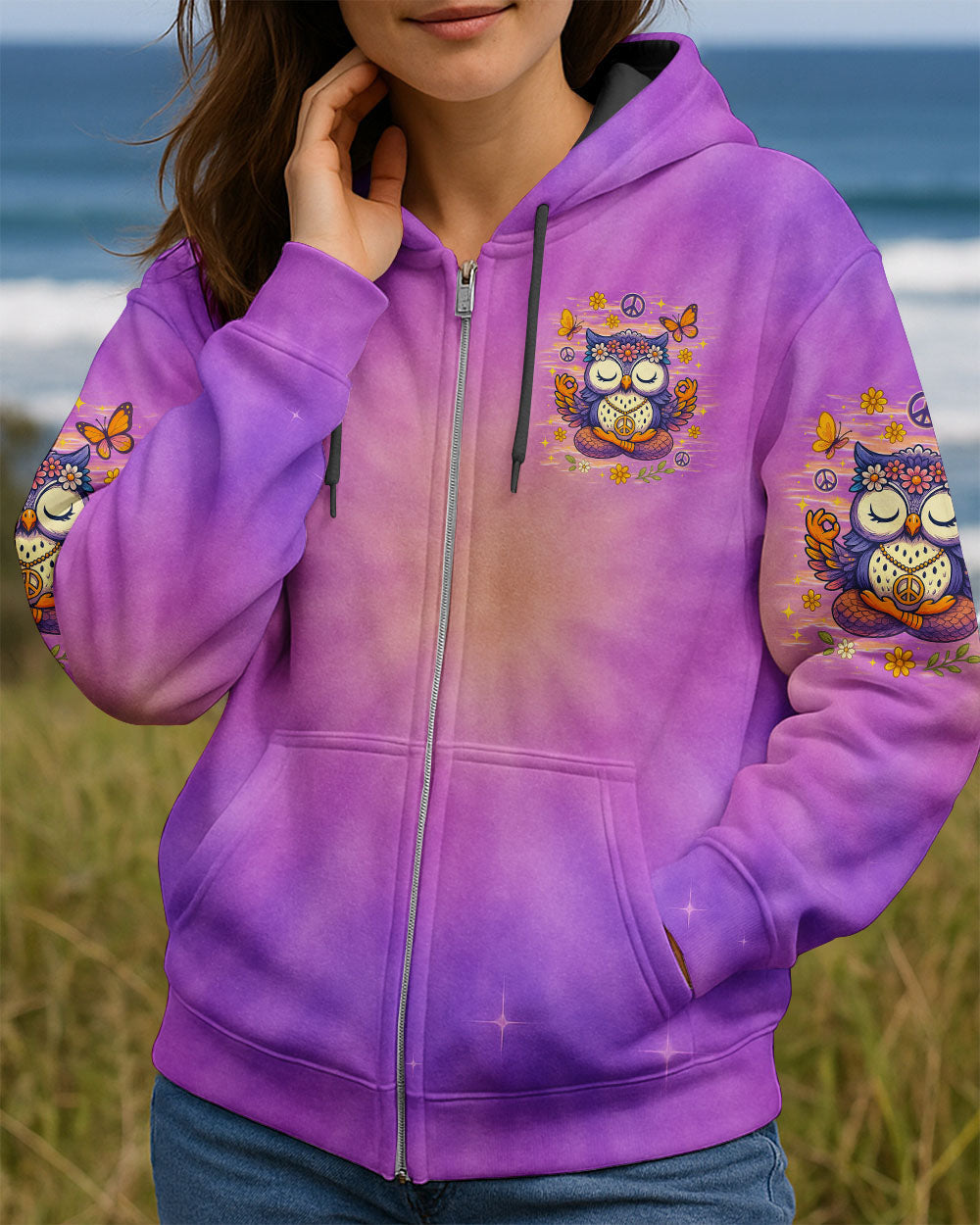 Just Breathe Everything is Going to Be Okay Cute Owl Peaceful Design AOp Shirts _8_ 5GOaW