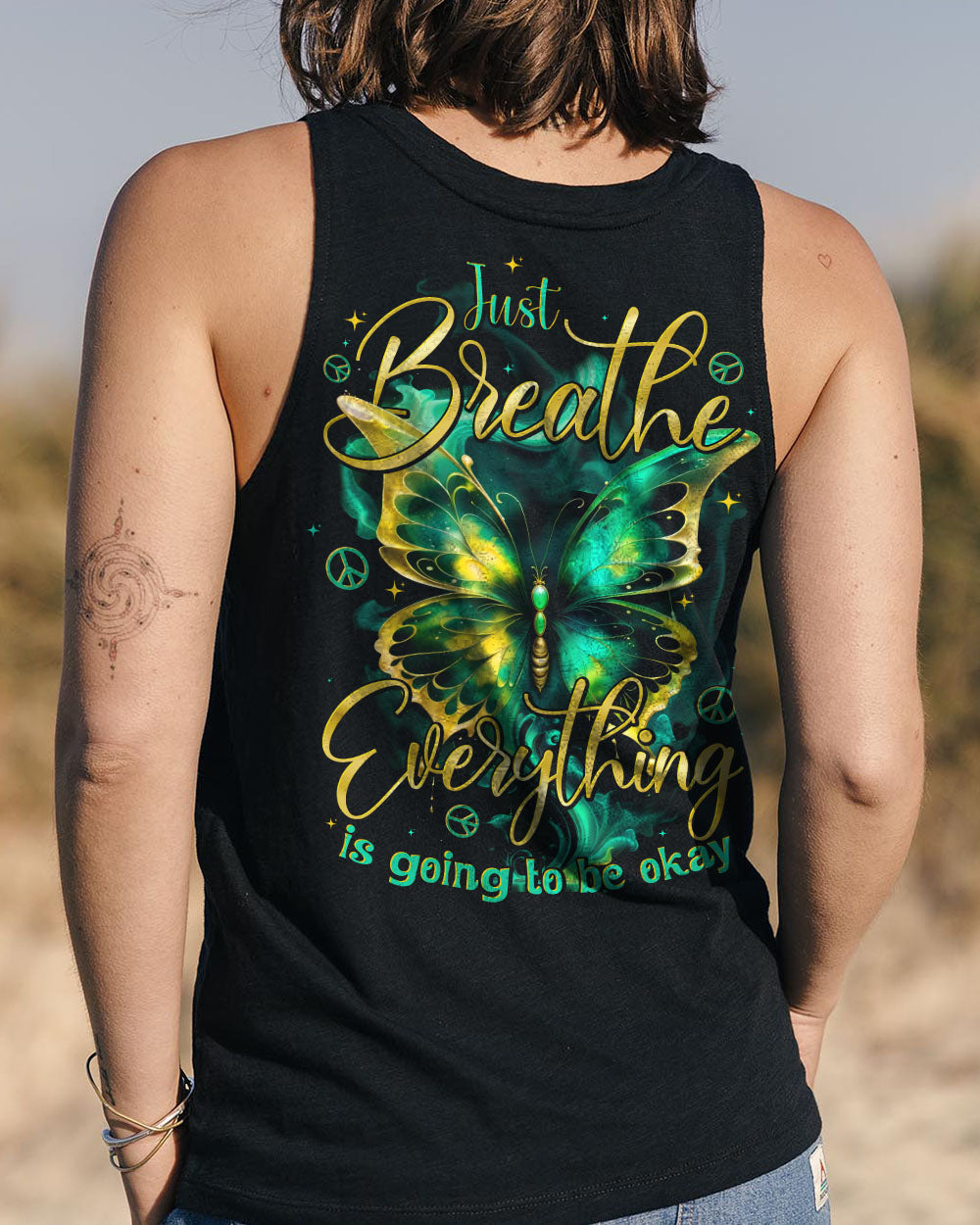 Just Breathe Everything is Going to Be Okay Glowing Butterfly AOP Shirts _11_ eSv67